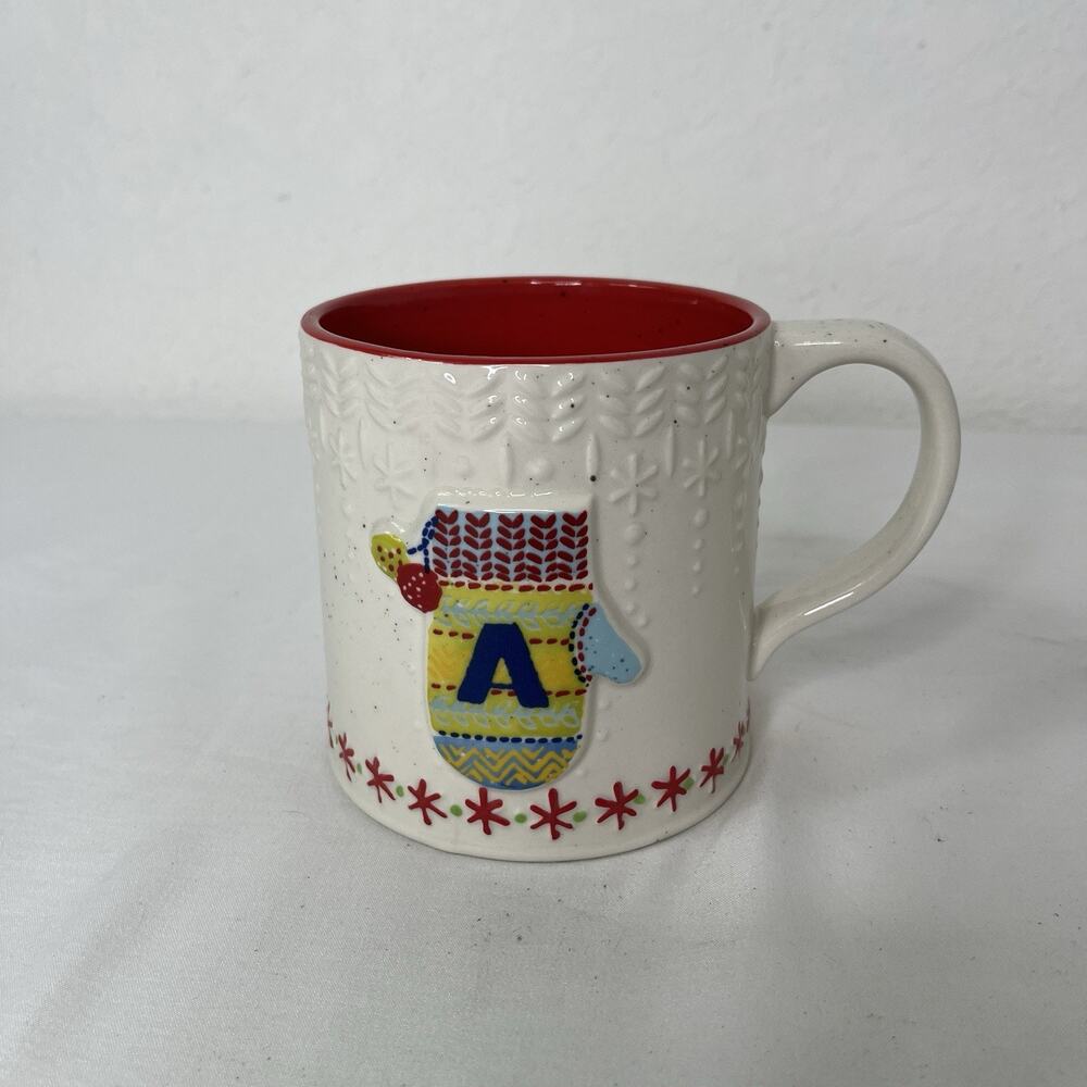 Anthropologie Bundle up Monogram Mug Initial A holidays, coffee, home, Christmas